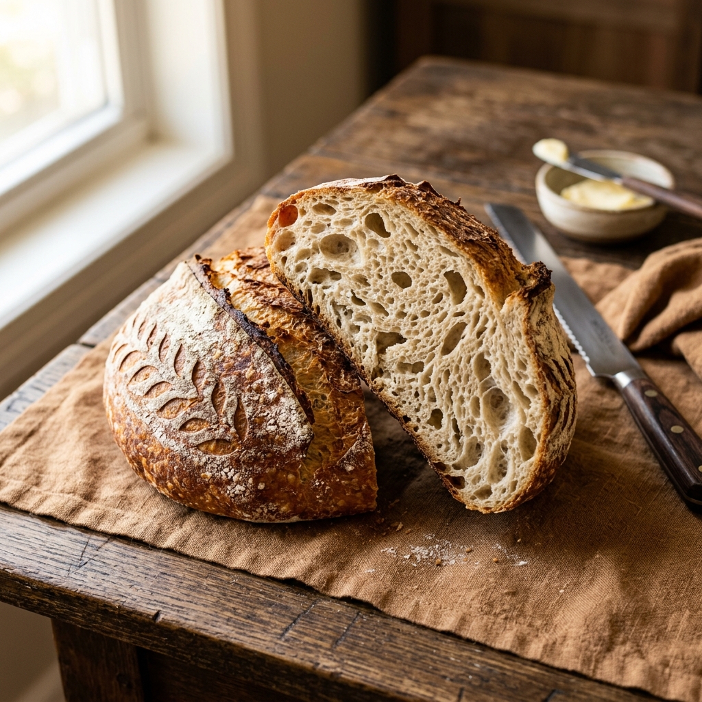 A freshly baked loaf of sweet cardamom bun and soft milk bread